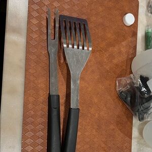 Black Handle BBQ Fork and Spatula Set